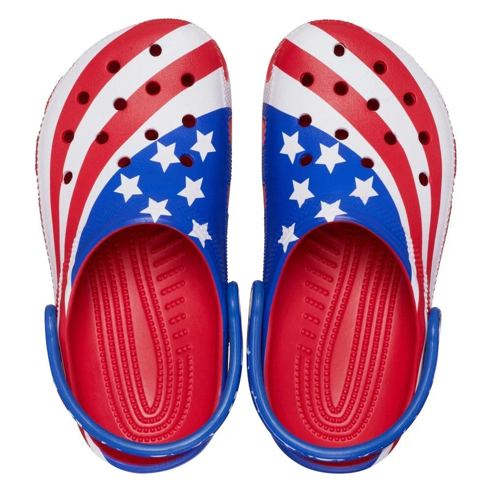 Crocs Classic American Flag 208840-90H Clogs Toddler 8M Red Casual Shoes GBO2924